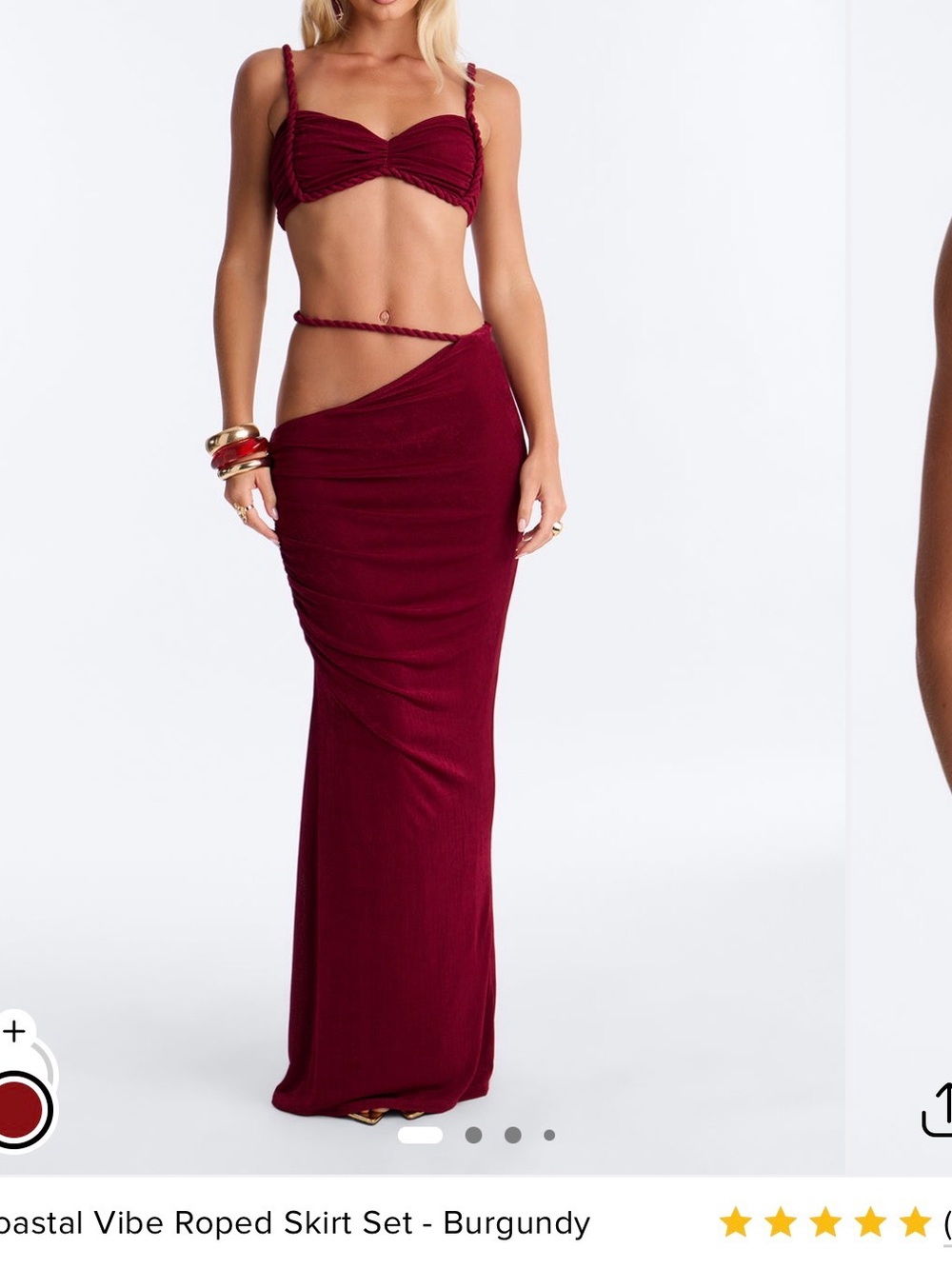 Fashion Nova Burgundy Roped Maxi Skirt Set
